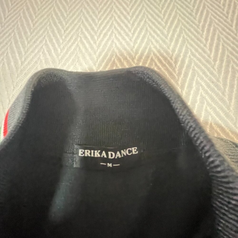 Italia Black Track Jacket 🇮🇹 Faux Leather Look Full Zip Size M - Picture 10 of 10